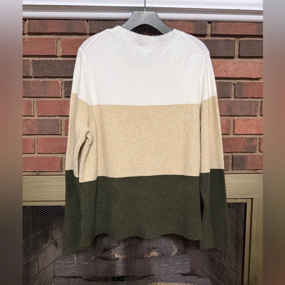 J. Crew Colorblock Sweater in Cream, Tan, and Green